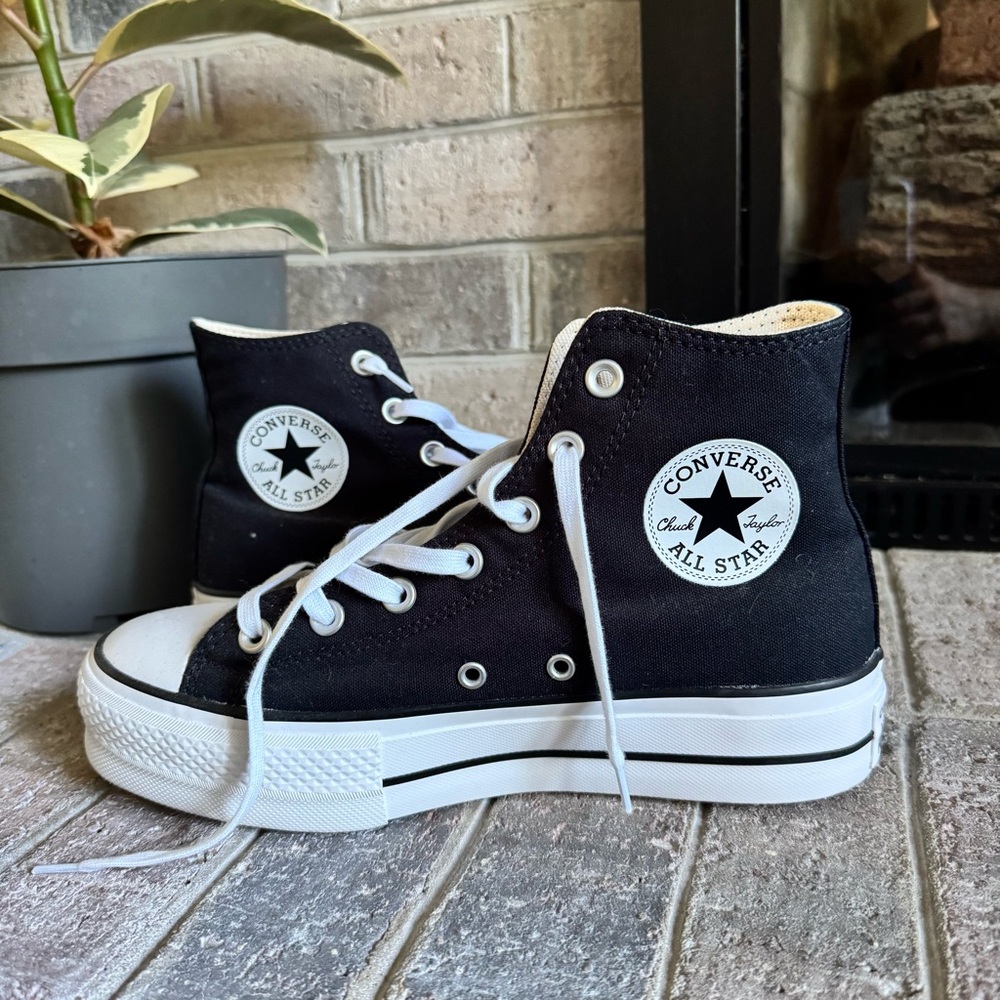 Converse Black and White Platform High Top Sneakers